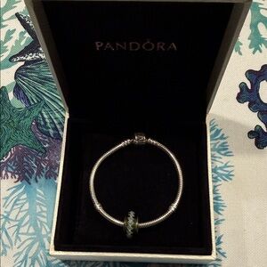 Pandora Sterling Silver Bracelet with Dark silver Charm Size Small